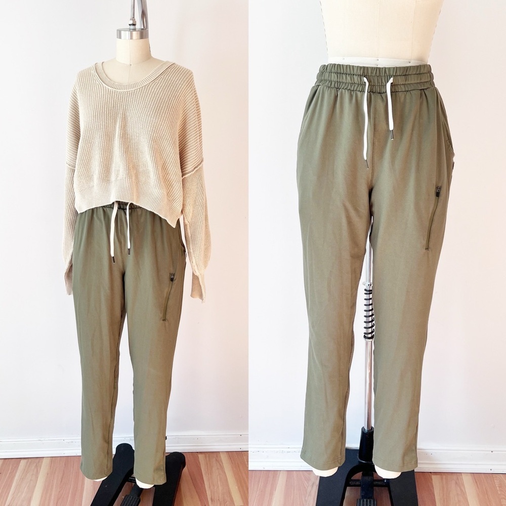 Feat Roam Performance Pants Olive Green Drawstring Joggers‎ Pockets Womens S